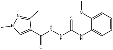 2-[(1,3-dimethyl-1H-pyrazol-4-yl)carbonyl]-N-(2-methoxyphenyl)hydrazinecarbothioamide Struktur