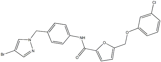 N-{4-[(4-bromo-1H-pyrazol-1-yl)methyl]phenyl}-5-[(3-chlorophenoxy)methyl]-2-furamide Struktur