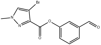 3-formylphenyl 4-bromo-1-methyl-1H-pyrazole-3-carboxylate Struktur