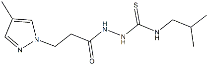 N-isobutyl-2-[3-(4-methyl-1H-pyrazol-1-yl)propanoyl]hydrazinecarbothioamide Struktur