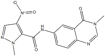 4-nitro-1-methyl-N-(3-methyl-4-oxo-3,4-dihydro-6-quinazolinyl)-1H-pyrazole-5-carboxamide Struktur