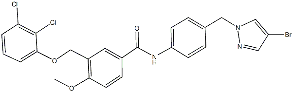 N-{4-[(4-bromo-1H-pyrazol-1-yl)methyl]phenyl}-3-[(2,3-dichlorophenoxy)methyl]-4-methoxybenzamide Struktur