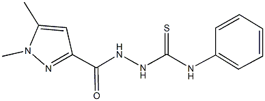 2-[(1,5-dimethyl-1H-pyrazol-3-yl)carbonyl]-N-phenylhydrazinecarbothioamide Struktur