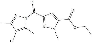 ethyl 3-[(4-chloro-3,5-dimethyl-1H-pyrazol-1-yl)carbonyl]-1-methyl-1H-pyrazole-5-carboxylate Struktur