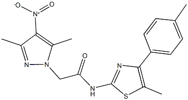 2-{4-nitro-3,5-dimethyl-1H-pyrazol-1-yl}-N-[5-methyl-4-(4-methylphenyl)-1,3-thiazol-2-yl]acetamide Struktur