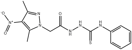 2-({4-nitro-3,5-dimethyl-1H-pyrazol-1-yl}acetyl)-N-phenylhydrazinecarbothioamide Struktur