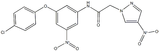 N-{3-(4-chlorophenoxy)-5-nitrophenyl}-2-{4-nitro-1H-pyrazol-1-yl}acetamide Struktur