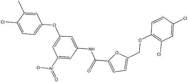 N-{3-(4-chloro-3-methylphenoxy)-5-nitrophenyl}-5-[(2,4-dichlorophenoxy)methyl]-2-furamide Struktur