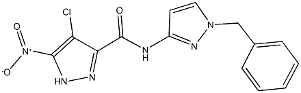 N-(1-benzyl-1H-pyrazol-3-yl)-4-chloro-5-nitro-1H-pyrazole-3-carboxamide Struktur