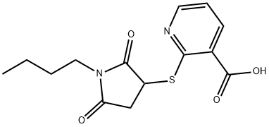 2-[(1-butyl-2,5-dioxo-3-pyrrolidinyl)sulfanyl]nicotinic acid Struktur