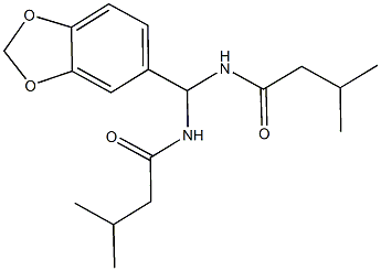 N-{1,3-benzodioxol-5-yl[(3-methylbutanoyl)amino]methyl}-3-methylbutanamide Struktur