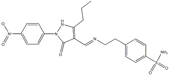 4-(2-{[(2-{4-nitrophenyl}-3-oxo-5-propyl-2,3-dihydro-1H-pyrazol-4-yl)methylene]amino}ethyl)benzenesulfonamide Struktur