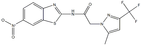 N-{6-nitro-1,3-benzothiazol-2-yl}-2-[5-methyl-3-(trifluoromethyl)-1H-pyrazol-1-yl]acetamide Struktur