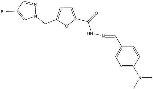 5-[(4-bromo-1H-pyrazol-1-yl)methyl]-N'-[4-(dimethylamino)benzylidene]-2-furohydrazide Struktur