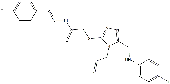 2-({4-allyl-5-[(4-iodoanilino)methyl]-4H-1,2,4-triazol-3-yl}sulfanyl)-N'-(4-fluorobenzylidene)acetohydrazide Struktur