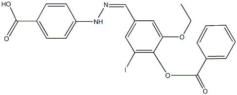 4-{2-[4-(benzoyloxy)-3-ethoxy-5-iodobenzylidene]hydrazino}benzoic acid Struktur