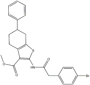 methyl 2-{[(4-bromophenyl)acetyl]amino}-6-phenyl-4,5,6,7-tetrahydro-1-benzothiophene-3-carboxylate Struktur