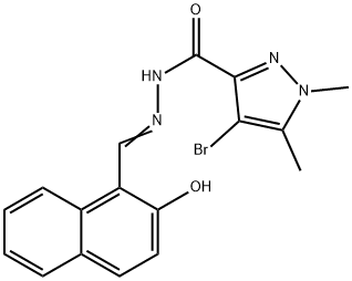 4-bromo-N'-[(2-hydroxy-1-naphthyl)methylene]-1,5-dimethyl-1H-pyrazole-3-carbohydrazide Struktur