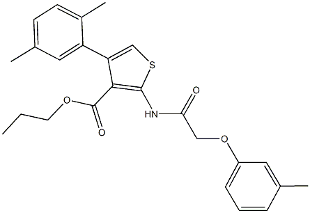 propyl 4-(2,5-dimethylphenyl)-2-{[(3-methylphenoxy)acetyl]amino}-3-thiophenecarboxylate Struktur