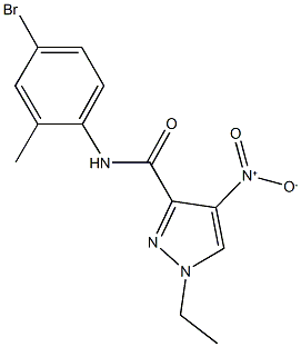 N-(4-bromo-2-methylphenyl)-1-ethyl-4-nitro-1H-pyrazole-3-carboxamide Struktur