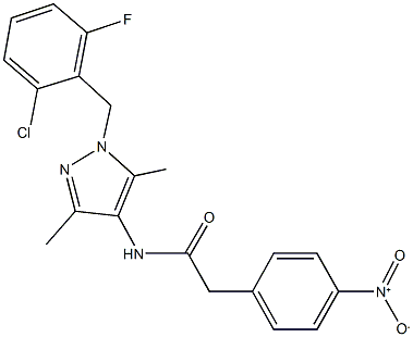 N-[1-(2-chloro-6-fluorobenzyl)-3,5-dimethyl-1H-pyrazol-4-yl]-2-{4-nitrophenyl}acetamide Struktur