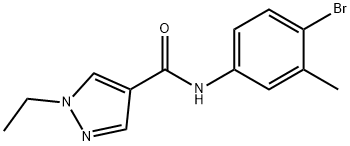 N-(4-bromo-3-methylphenyl)-1-ethyl-1H-pyrazole-4-carboxamide Struktur