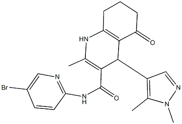 N-(5-bromopyridin-2-yl)-4-(1,5-dimethyl-1H-pyrazol-4-yl)-2-methyl-5-oxo-1,4,5,6,7,8-hexahydroquinoline-3-carboxamide Struktur