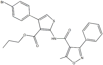 propyl 4-(4-bromophenyl)-2-{[(5-methyl-3-phenylisoxazol-4-yl)carbonyl]amino}thiophene-3-carboxylate Struktur