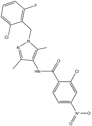 2-chloro-N-[1-(2-chloro-6-fluorobenzyl)-3,5-dimethyl-1H-pyrazol-4-yl]-4-nitrobenzamide Struktur