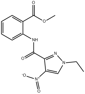 methyl 2-[({1-ethyl-4-nitro-1H-pyrazol-3-yl}carbonyl)amino]benzoate Struktur