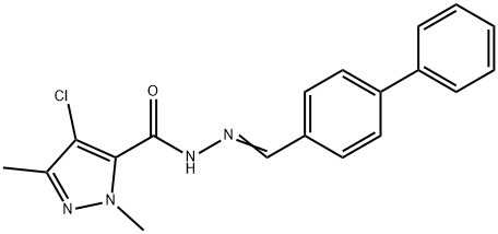 N'-([1,1'-biphenyl]-4-ylmethylene)-4-chloro-1,3-dimethyl-1H-pyrazole-5-carbohydrazide Struktur