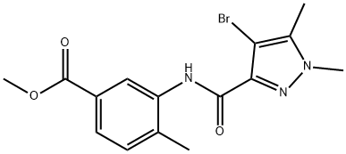 methyl 3-{[(4-bromo-1,5-dimethyl-1H-pyrazol-3-yl)carbonyl]amino}-4-methylbenzoate Struktur