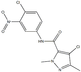 4-chloro-N-{4-chloro-3-nitrophenyl}-1,3-dimethyl-1H-pyrazole-5-carboxamide Struktur