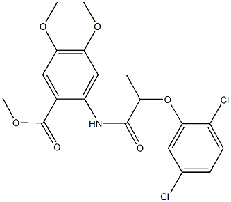 methyl 2-{[2-(2,5-dichlorophenoxy)propanoyl]amino}-4,5-dimethoxybenzoate Struktur