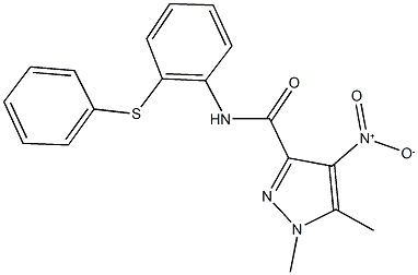 4-nitro-1,5-dimethyl-N-[2-(phenylsulfanyl)phenyl]-1H-pyrazole-3-carboxamide Struktur