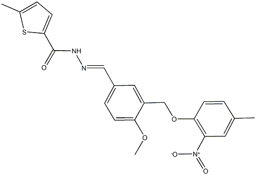 N'-[3-({2-nitro-4-methylphenoxy}methyl)-4-methoxybenzylidene]-5-methyl-2-thiophenecarbohydrazide Struktur