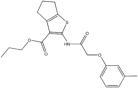 propyl 2-{[(3-methylphenoxy)acetyl]amino}-5,6-dihydro-4H-cyclopenta[b]thiophene-3-carboxylate Struktur