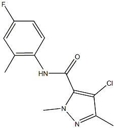 4-chloro-N-(4-fluoro-2-methylphenyl)-1,3-dimethyl-1H-pyrazole-5-carboxamide Struktur