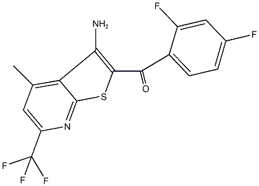 [3-amino-4-methyl-6-(trifluoromethyl)thieno[2,3-b]pyridin-2-yl](2,4-difluorophenyl)methanone Struktur