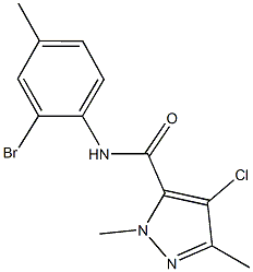 N-(2-bromo-4-methylphenyl)-4-chloro-1,3-dimethyl-1H-pyrazole-5-carboxamide Struktur