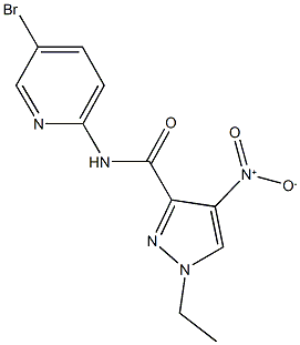 N-(5-bromo-2-pyridinyl)-1-ethyl-4-nitro-1H-pyrazole-3-carboxamide Struktur