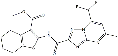 methyl 2-({[7-(difluoromethyl)-5-methyl[1,2,4]triazolo[1,5-a]pyrimidin-2-yl]carbonyl}amino)-4,5,6,7-tetrahydro-1-benzothiophene-3-carboxylate Struktur