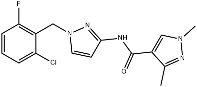 N-[1-(2-chloro-6-fluorobenzyl)-1H-pyrazol-3-yl]-1,3-dimethyl-1H-pyrazole-4-carboxamide Struktur