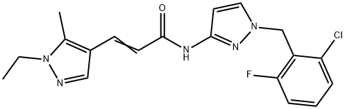 N-[1-(2-chloro-6-fluorobenzyl)-1H-pyrazol-3-yl]-3-(1-ethyl-5-methyl-1H-pyrazol-4-yl)acrylamide Struktur