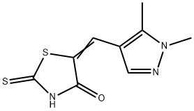 5-[(1,5-dimethyl-1H-pyrazol-4-yl)methylene]-2-thioxo-1,3-thiazolidin-4-one Struktur