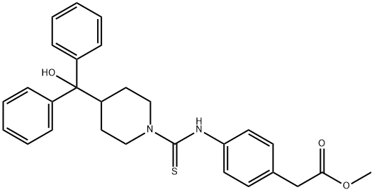 methyl {4-[({4-[hydroxy(diphenyl)methyl]-1-piperidinyl}carbothioyl)amino]phenyl}acetate Struktur