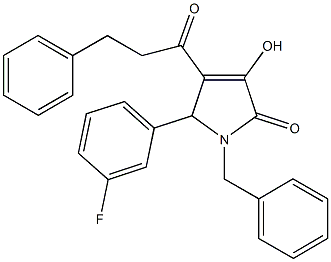 1-benzyl-5-(3-fluorophenyl)-3-hydroxy-4-(3-phenylpropanoyl)-1,5-dihydro-2H-pyrrol-2-one Struktur