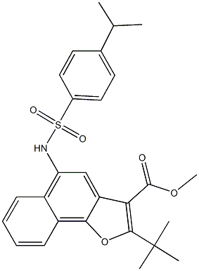 methyl 2-tert-butyl-5-{[(4-isopropylphenyl)sulfonyl]amino}naphtho[1,2-b]furan-3-carboxylate Struktur