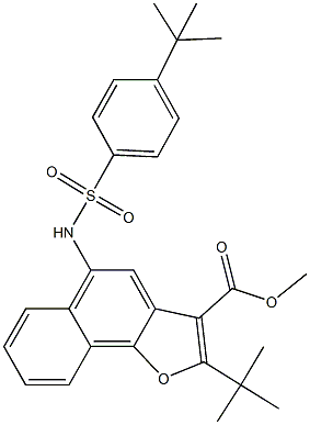 methyl 2-tert-butyl-5-{[(4-tert-butylphenyl)sulfonyl]amino}naphtho[1,2-b]furan-3-carboxylate Struktur