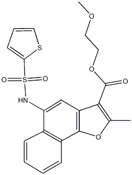 2-methoxyethyl 2-methyl-5-[(2-thienylsulfonyl)amino]naphtho[1,2-b]furan-3-carboxylate Struktur